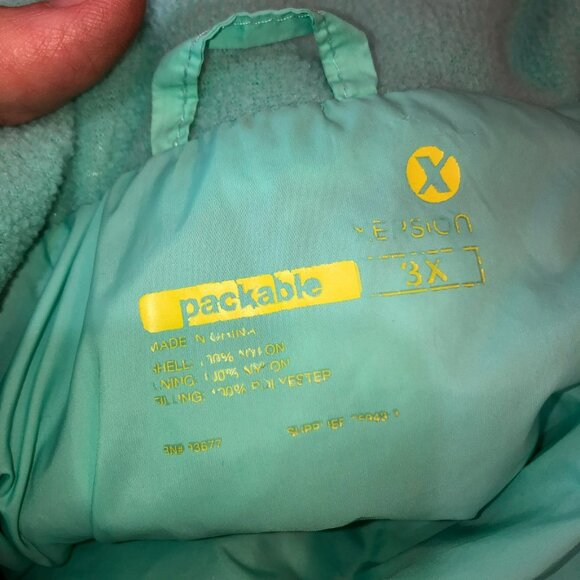 XERSION Womens Size 3X Packable Blue Green Puffer Vest Pockets Full Zip - Picture 6 of 11